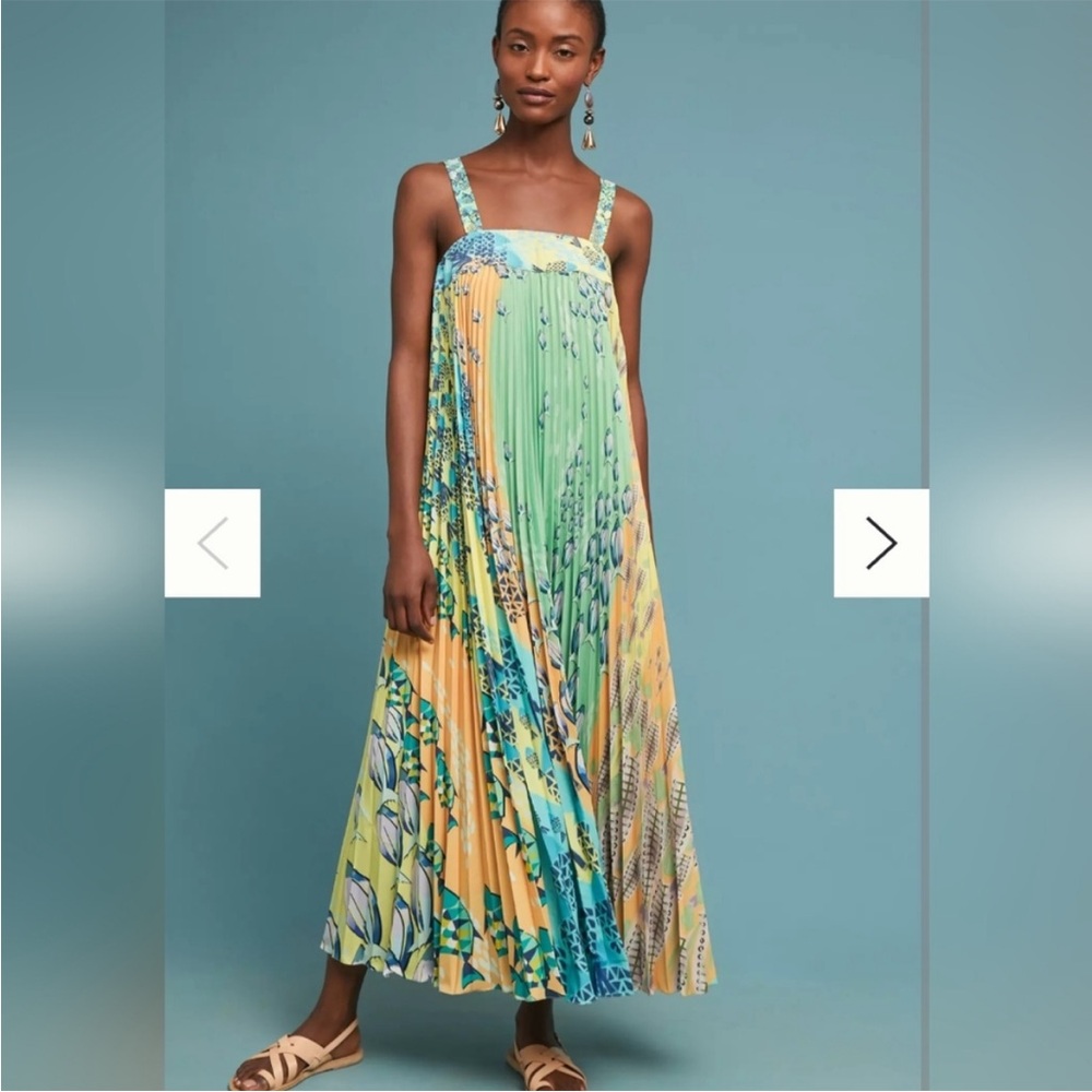 Anthropologie Geisha Designs Pleated Maxi Dress XS